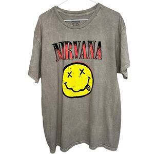 NIRVANA Smiley Face 90s Style Grunge Official‎ Band Shirt Unisex Size Large